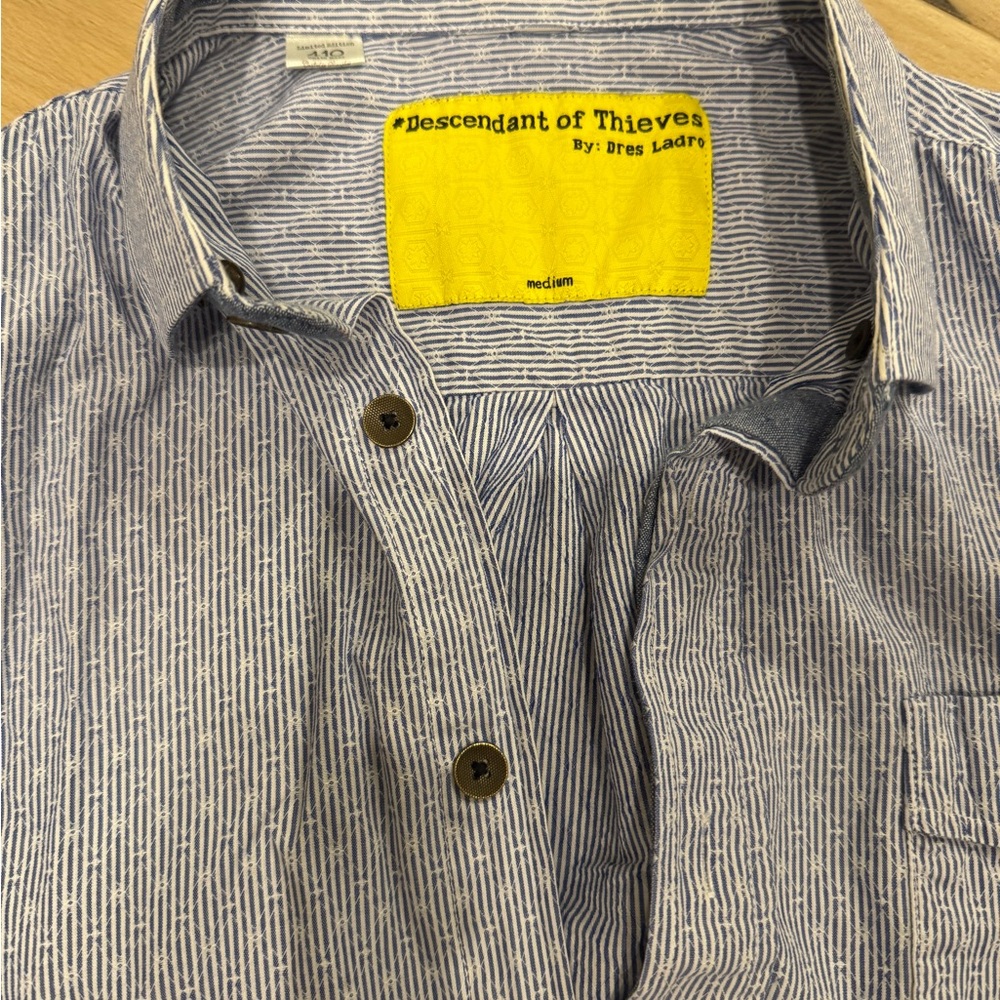 Descendent of Thieves Blue Button Up size M